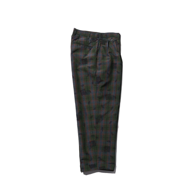BEAMS PLUS | 2 Pleats Trousers TW Plaid On Print Navy