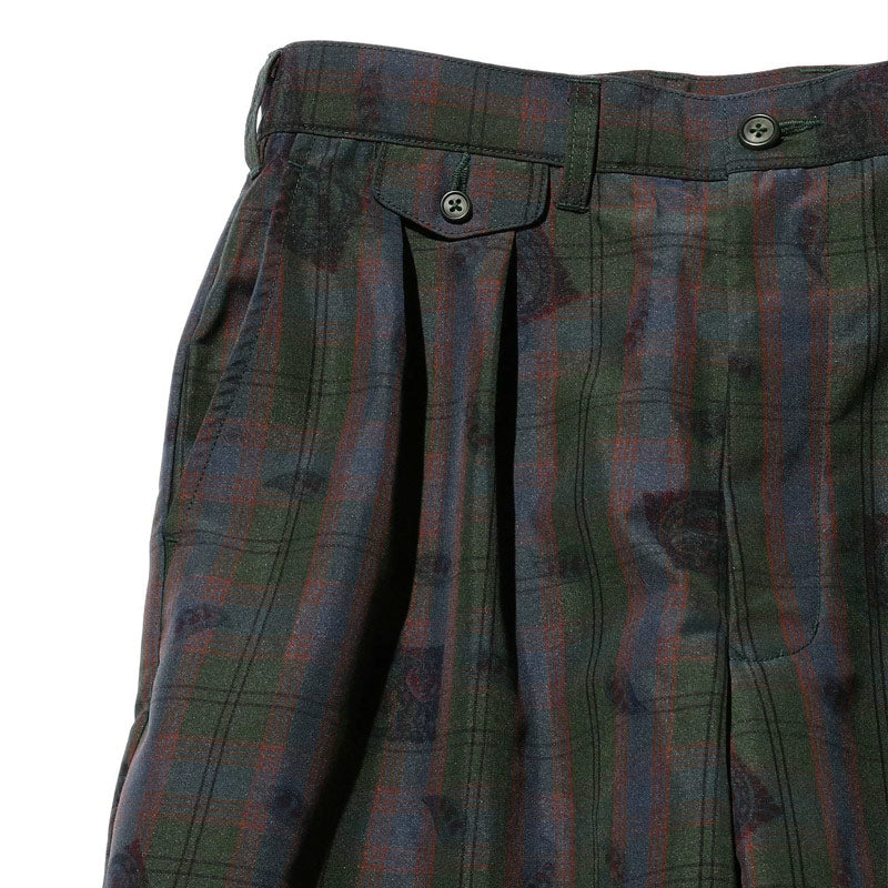 BEAMS PLUS | 2 Pleats Trousers TW Plaid On Print Navy