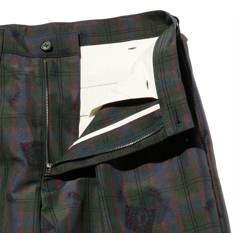 BEAMS PLUS | 2 Pleats Trousers TW Plaid On Print Navy