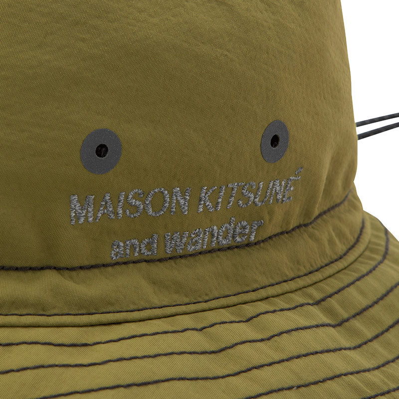 And Wander | And Wander x Maison Kitsune Nylon Hat Green