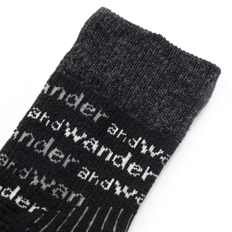 And Wander |  Wool Socks Black