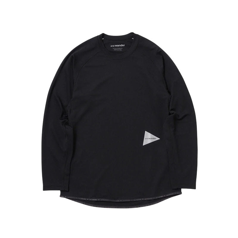 AND WANDER | Dry Jersey Raglan LS Tee Black