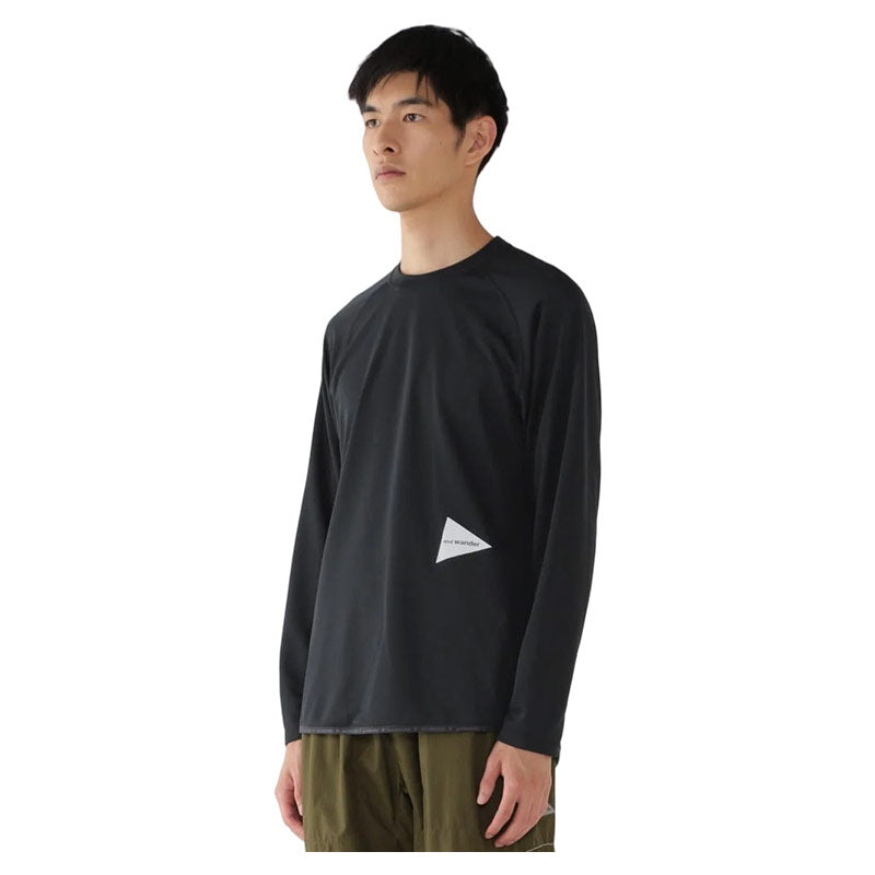 AND WANDER | Dry Jersey Raglan LS Tee Black