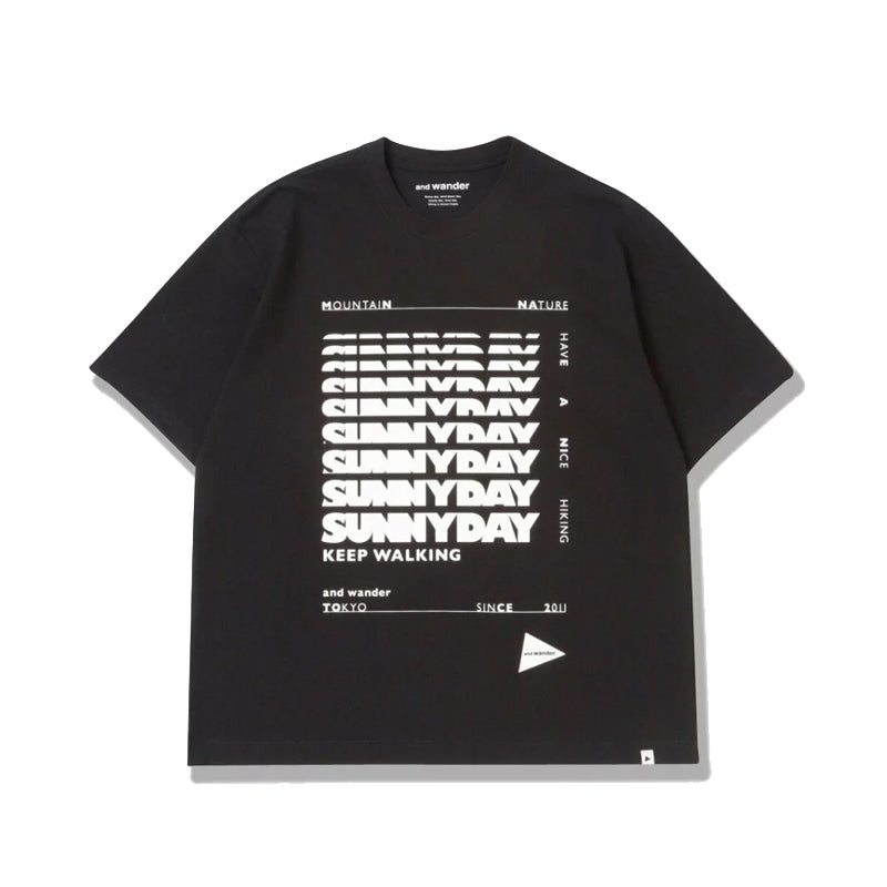 AND WANDER | Sunnyday Printed Wide SS Tee Black