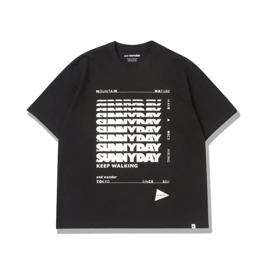 AND WANDER | Sunnyday Printed Wide SS Tee Black