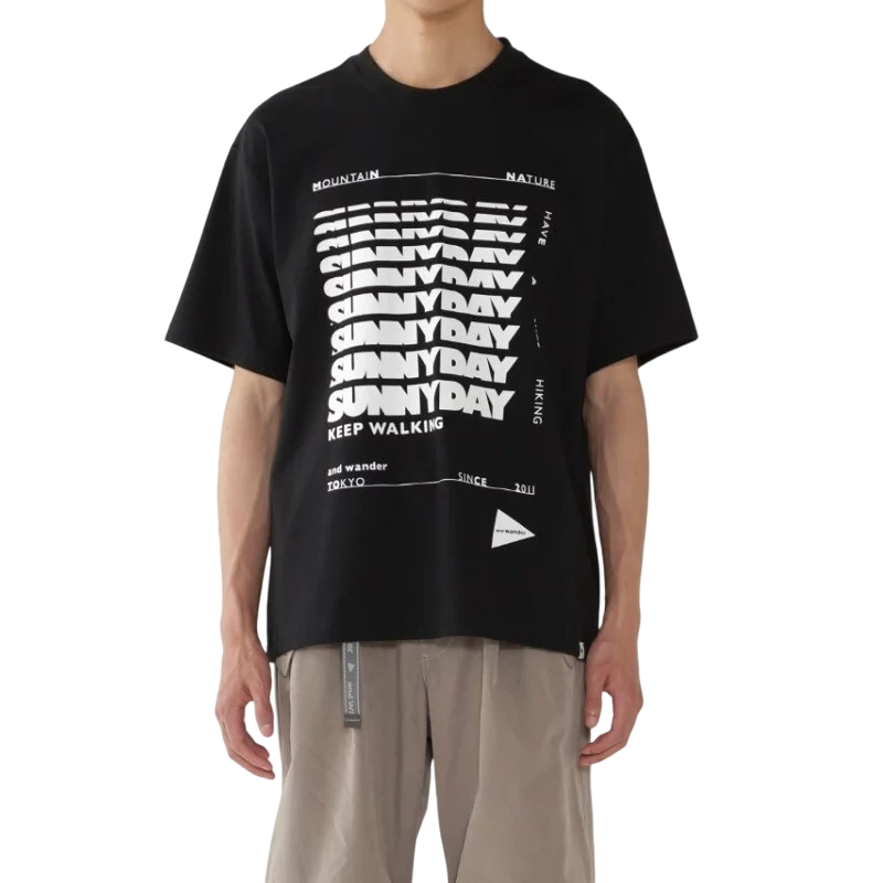 AND WANDER | Sunnyday Printed Wide SS Tee Black
