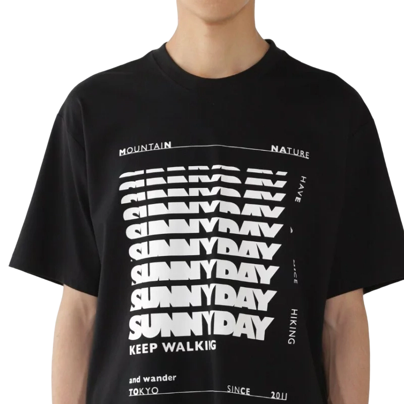 AND WANDER | Sunnyday Printed Wide SS Tee Black