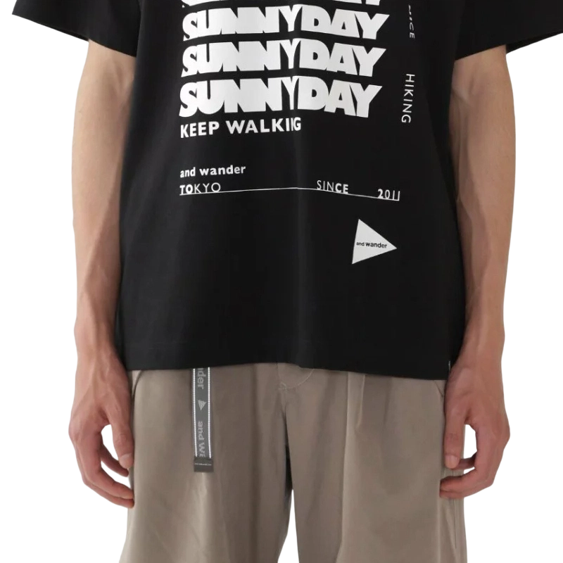 AND WANDER | Sunnyday Printed Wide SS Tee Black