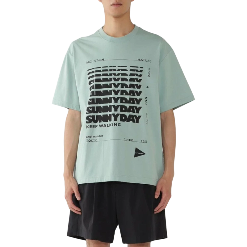 AND WANDER | Sunnyday Printed Wide SS Tee Light Sage