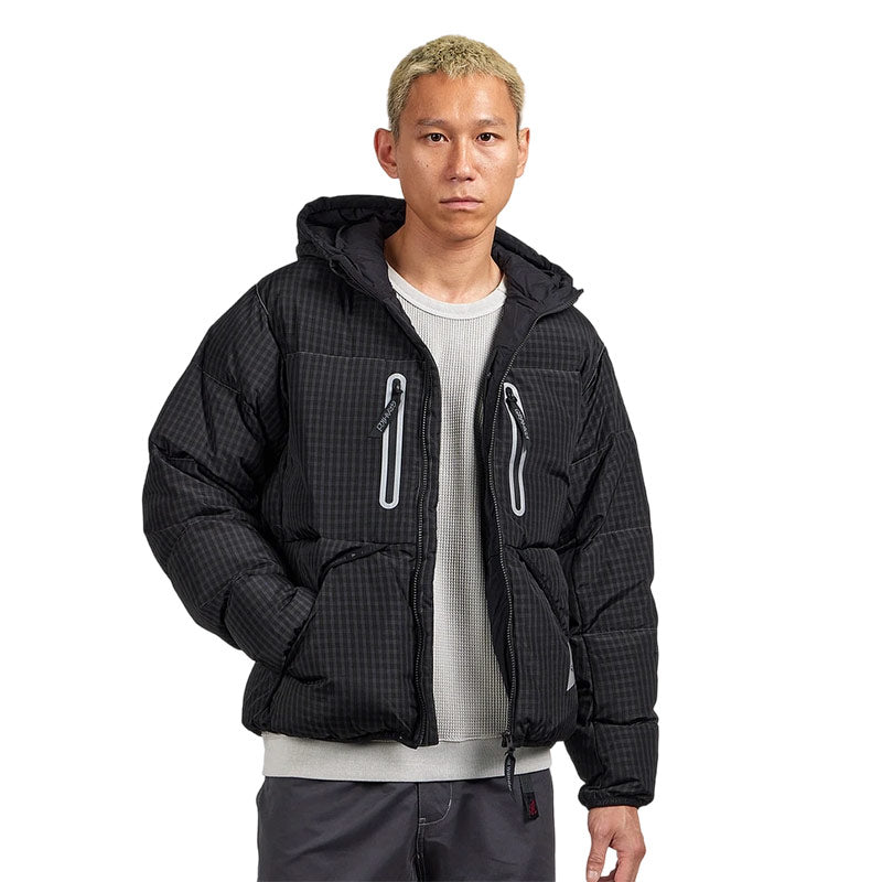 AND WANDER | x Gramicci Wool Check Down Jacket Charcoal