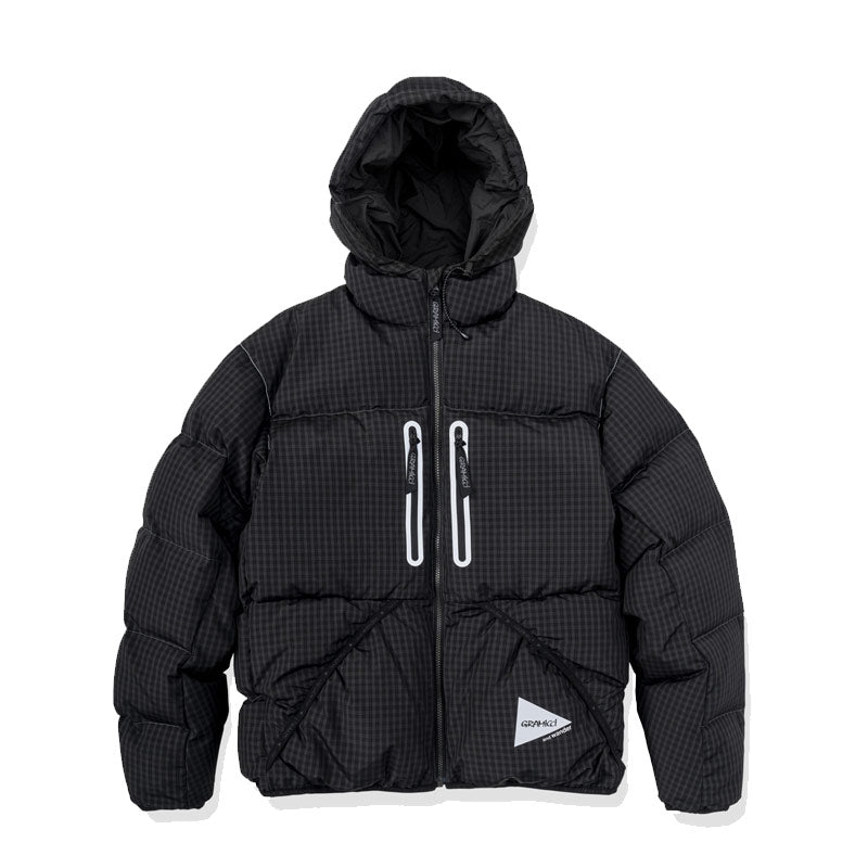AND WANDER | x Gramicci Wool Check Down Jacket Charcoal