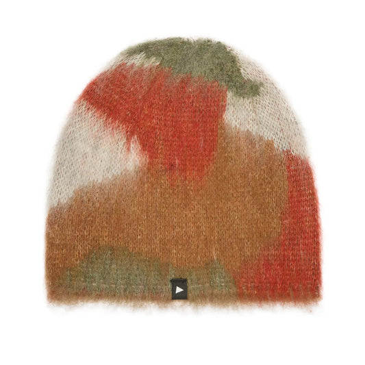 AND WANDER | Mix Color Shaggy Knit Cap Brown Mix