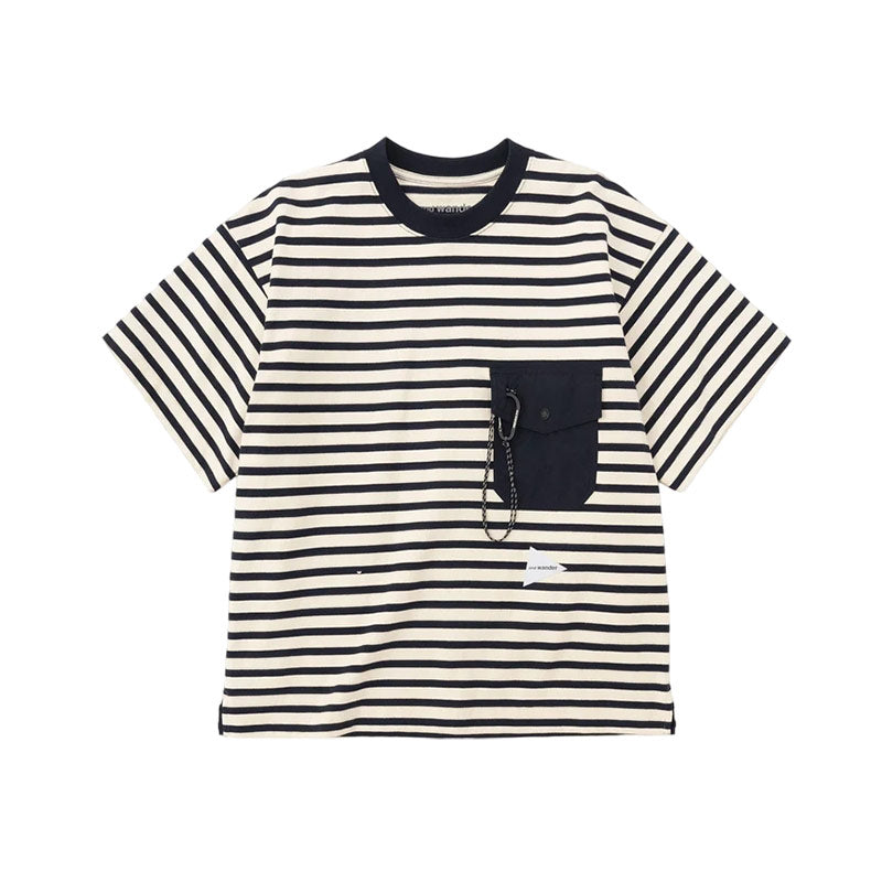 AND WANDER | Stripe Pocket SS Tee Navy