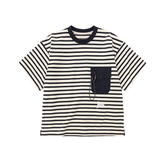 AND WANDER | Stripe Pocket SS Tee Navy