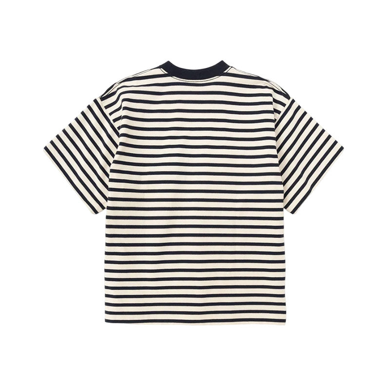 AND WANDER | Stripe Pocket SS Tee Navy