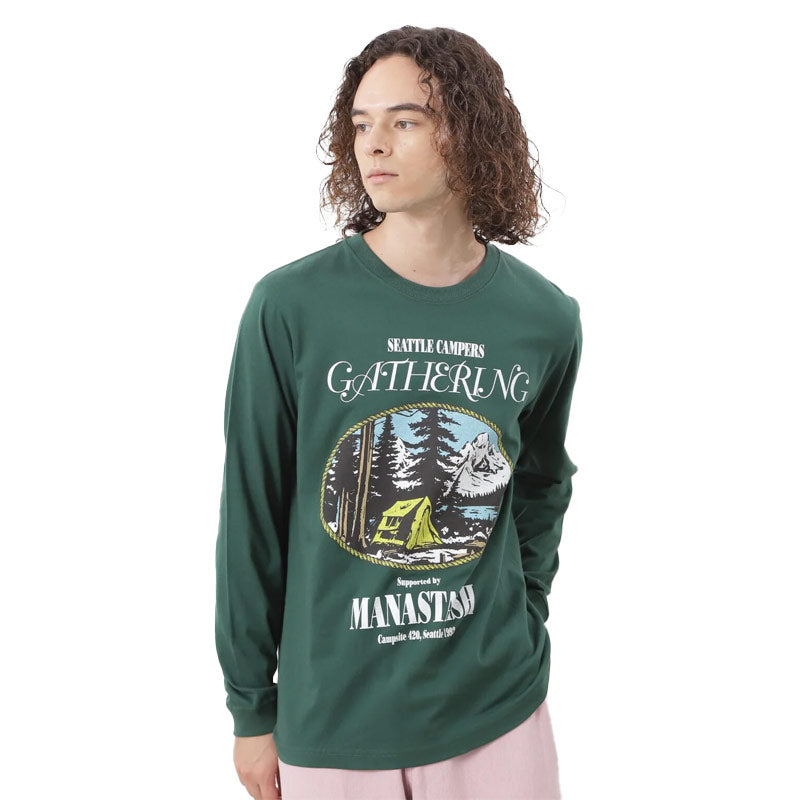 MANASTASH x L/S Tee Campers Gathering Dark Green