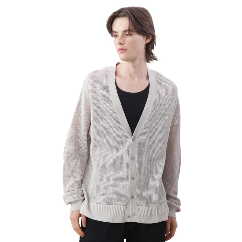 MANASTASH x Hemp Mesh Cardigan Light Grey