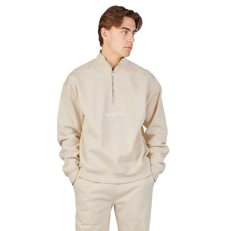 MUSEUM OF PEACE & QUIET Wordmark Quarter Zip Sand