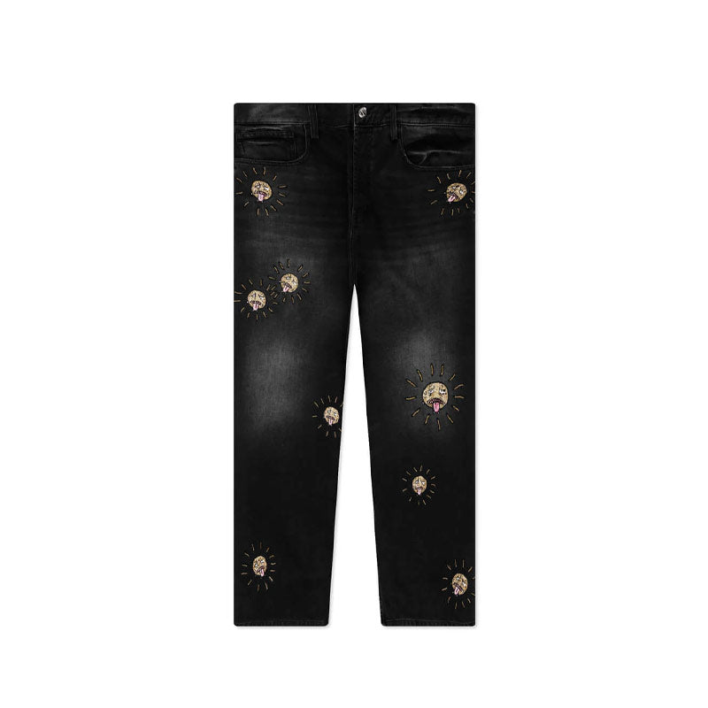 Beaded Sun Wide Jeans Charcoal Wash