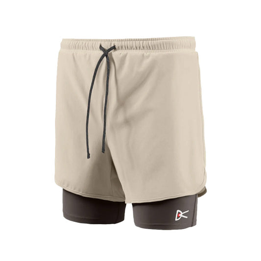 DISTRICT VISION x Layered Pocketed Trail Shorts Khaki / Slate Brown