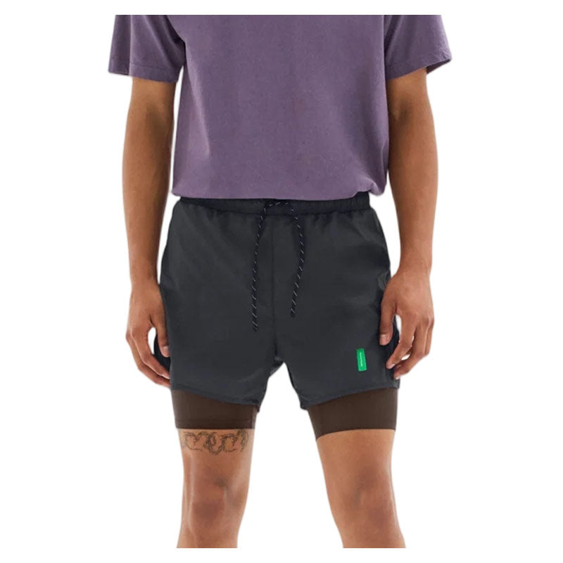 DISTRICT VISION | Ultralight Nylon Trail Shorts Deep Brown / Black