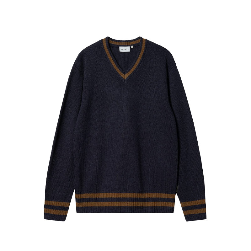 CARHARTT WIP | Stanford Sweater Dark Navy / Deep H Brown