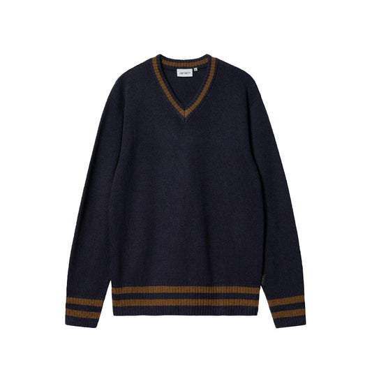 CARHARTT WIP | Stanford Sweater Dark Navy / Deep H Brown