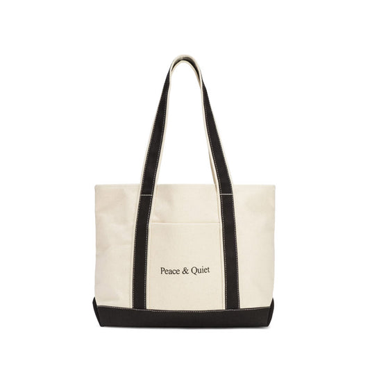 MUSEUM OF PEACE & QUIET Classic Wordmark Boat Tote Bag Black / Natural