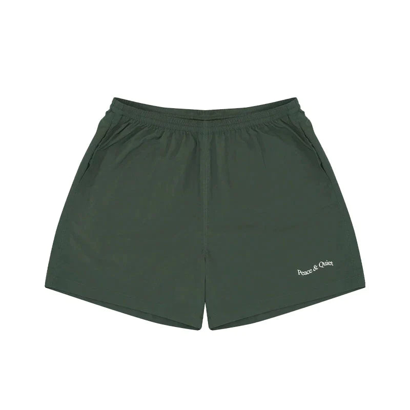 MUSEUM OF PEACE & QUIET Wordmark Nylon 5" Shorts Forest