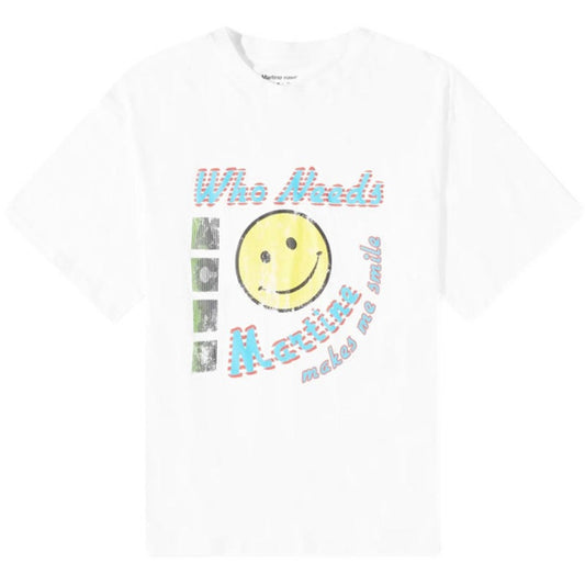 MARTINE ROSE Knitted Oversized T-Shirt White Acid
