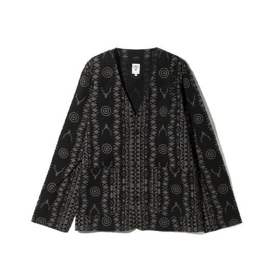 V Neck Jacket - Flannel Cloth / Printed Skull / Target