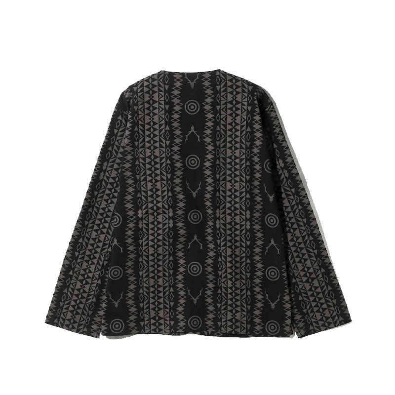 V Neck Jacket - Flannel Cloth / Printed Skull / Target