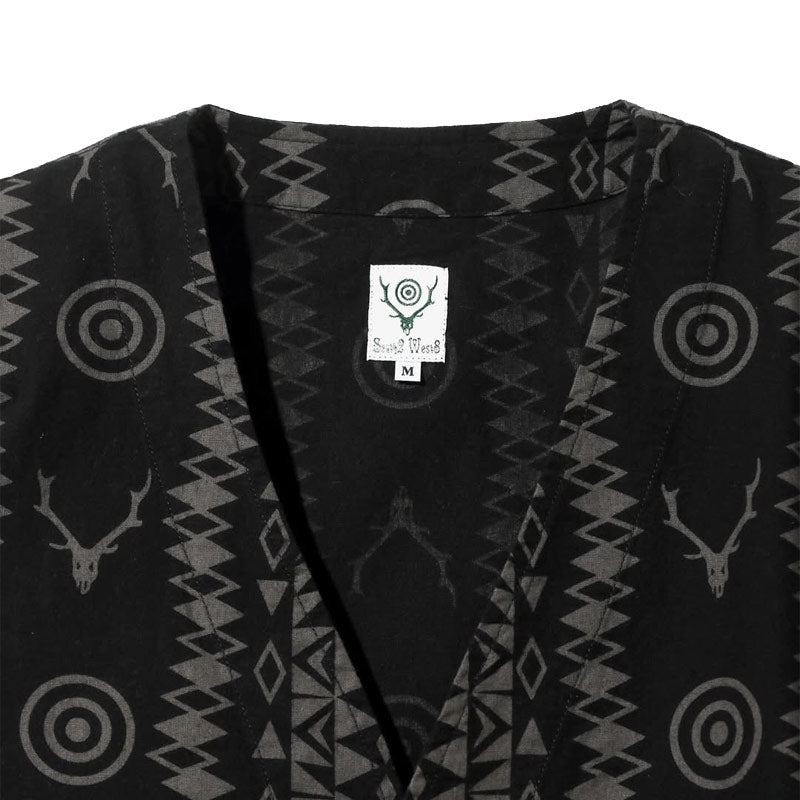 V Neck Jacket - Flannel Cloth / Printed Skull / Target