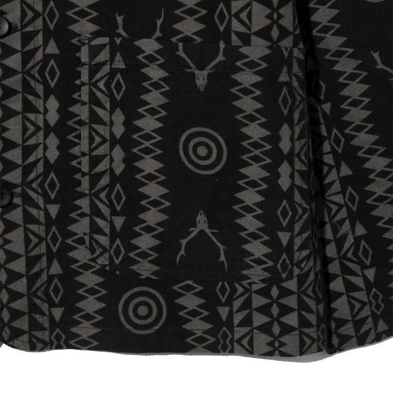 V Neck Jacket - Flannel Cloth / Printed Skull / Target