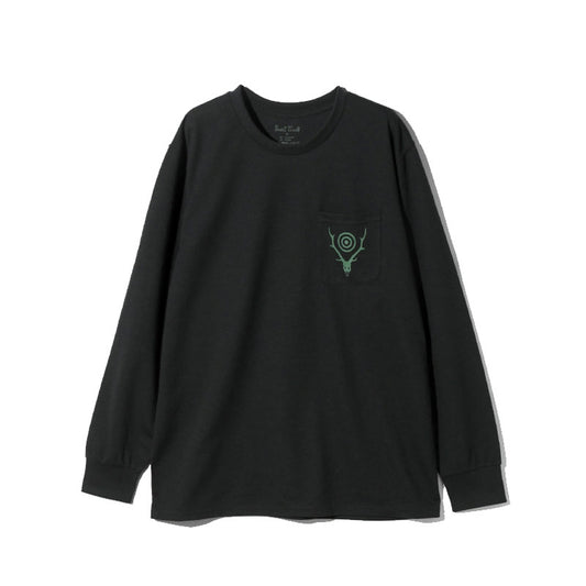 L/S Round Pocket Tee - Circle Horn Black
