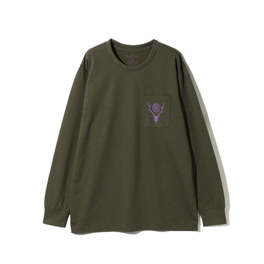 L/S Round Pocket Tee - Circle Horn Green