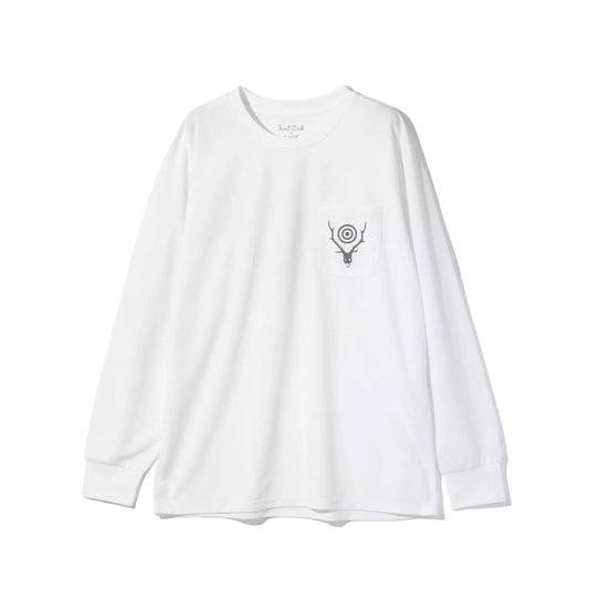 L/S Round Pocket Tee - Circle Horn White