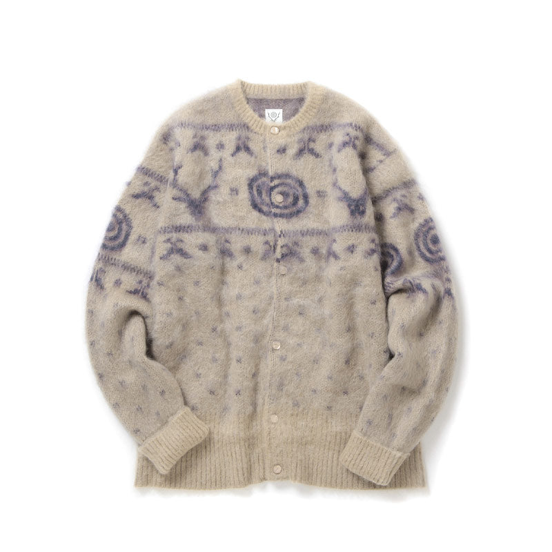Loose Fit Crew Neck Cardigan Beige