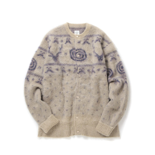 Loose Fit Crew Neck Cardigan Beige