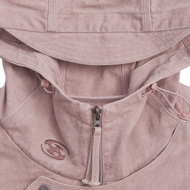 Cotton Washed Hoodie Jacket Ash Pink