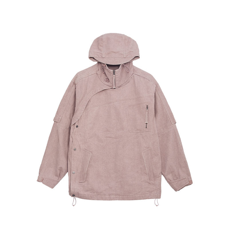 Cotton Washed Hoodie Jacket Ash Pink