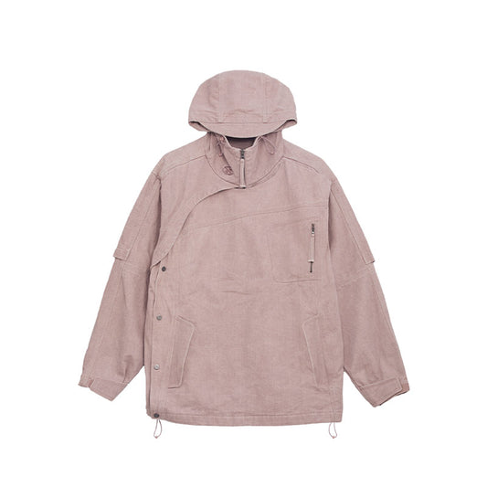 Cotton Washed Hoodie Jacket Ash Pink