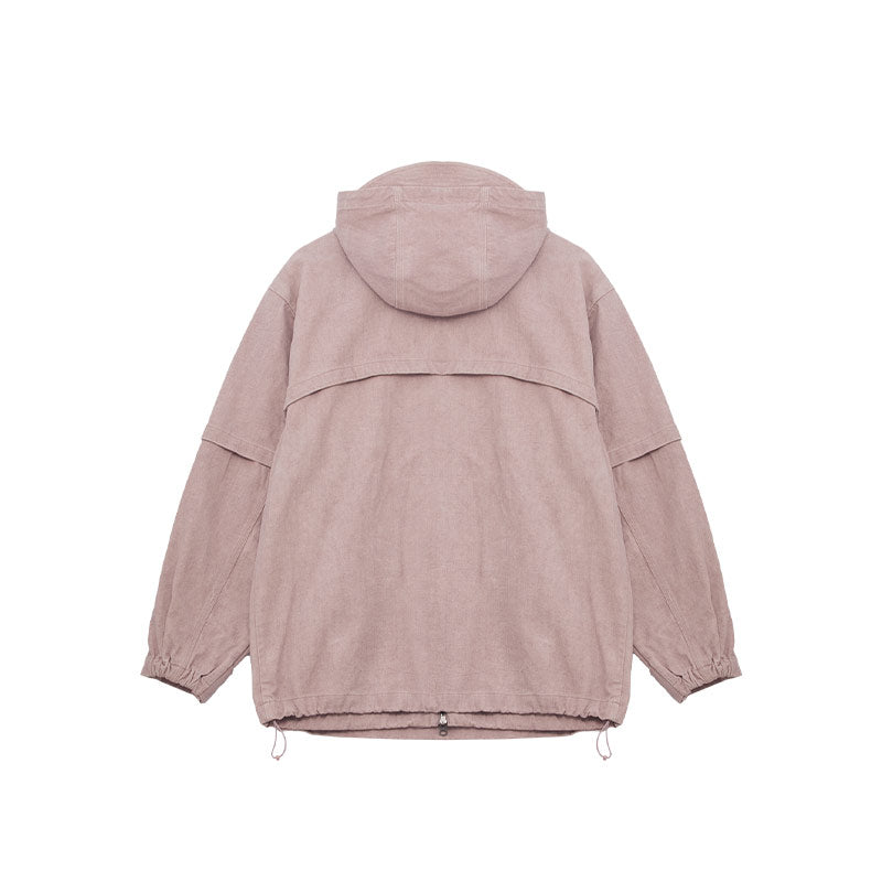 Cotton Washed Hoodie Jacket Ash Pink