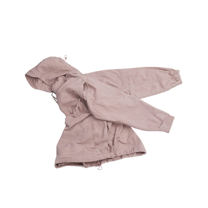 Cotton Washed Hoodie Jacket Ash Pink