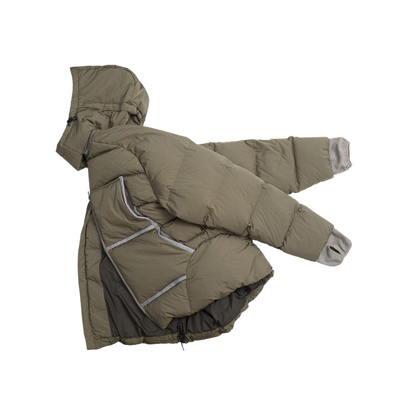 Taped Puffer Jacket Brown