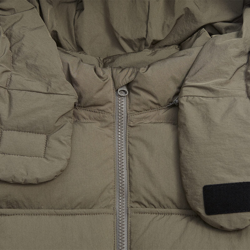Taped Puffer Jacket Brown
