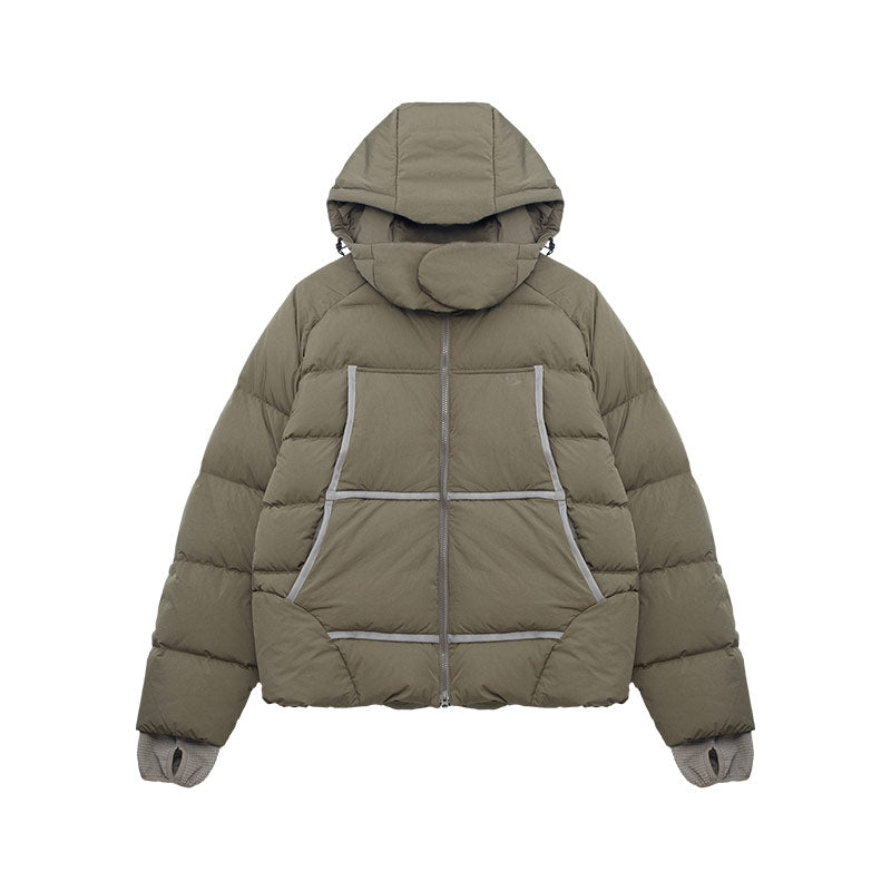 Taped Puffer Jacket Brown