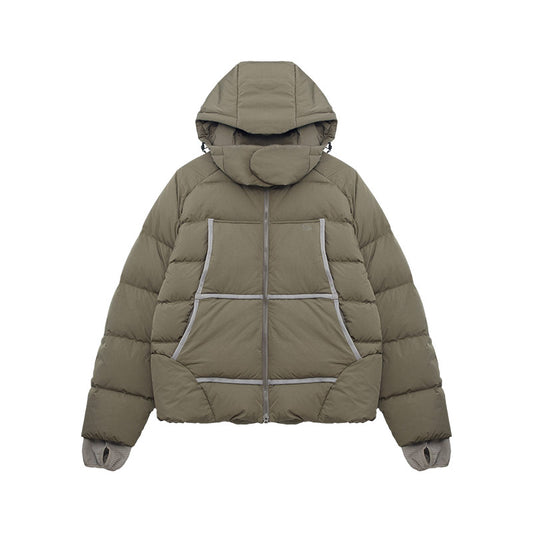 Taped Puffer Jacket Brown