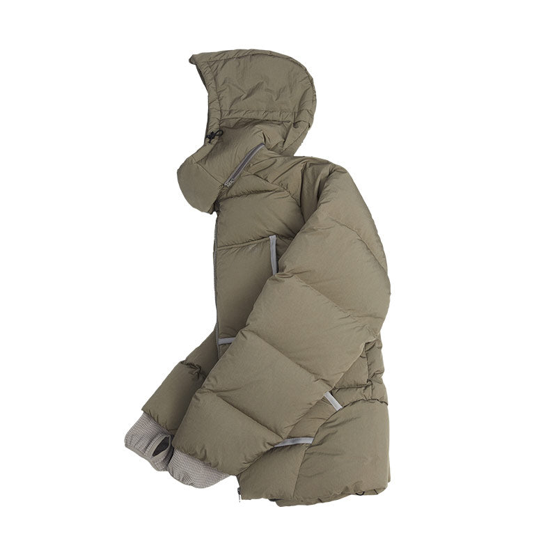 Taped Puffer Jacket Brown