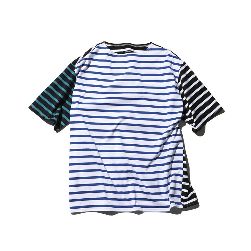 SOPHNET. Border Mix S/S Boatneck Wide T-Shirt Multi